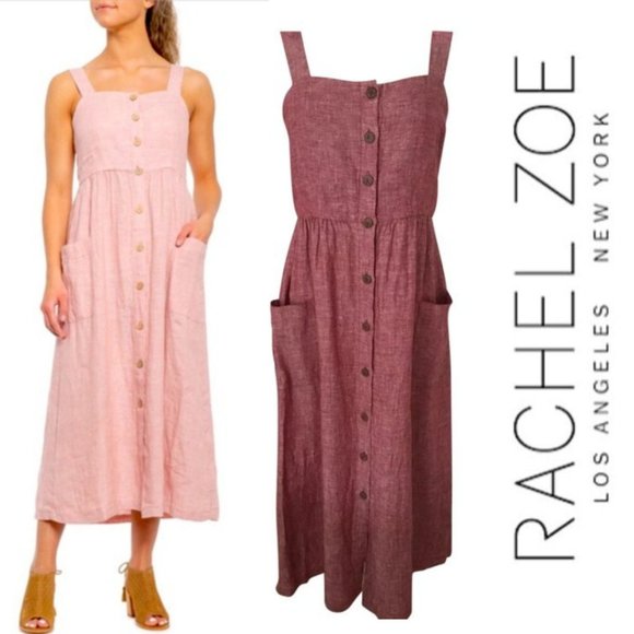 Rachel Zoe Dresses & Skirts - Rachel Zoe 100% Linen Button Front Maxi Dress